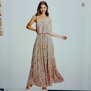 Aakaa Woman's Floral Strapless Maxi Dress